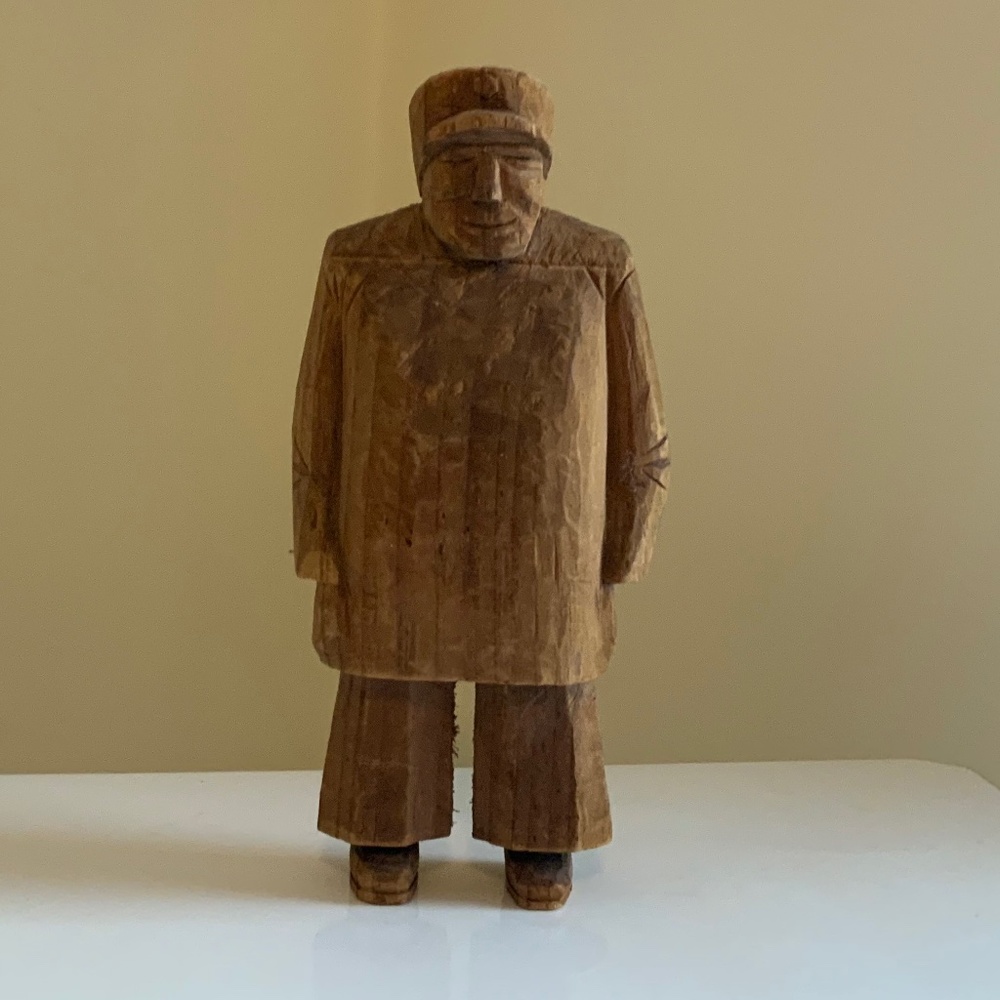 Vintage small hand-carved wooden statue